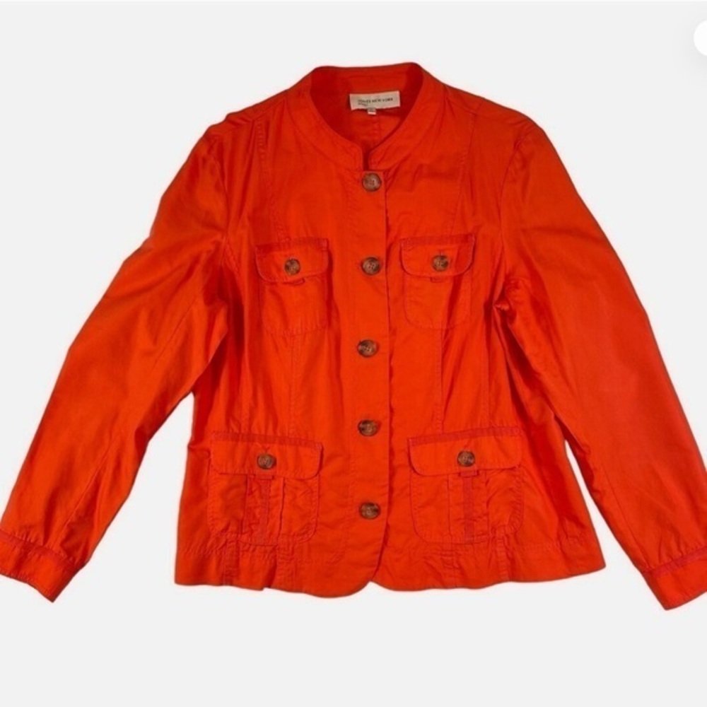Jones New York sport orange light weight long sleeve jacket size XL